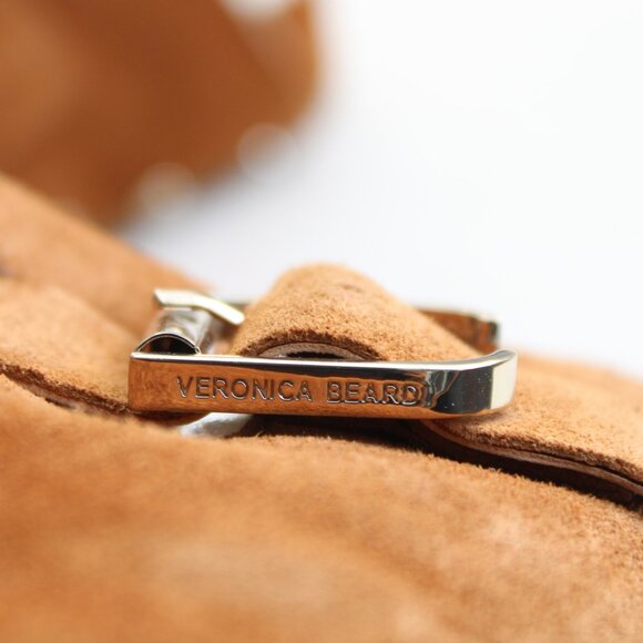 Veronica Beard Caramel Brown Fern-2 Studded Clog Suede Buckle Clogs Flats Size 6 - Picture 7 of 9